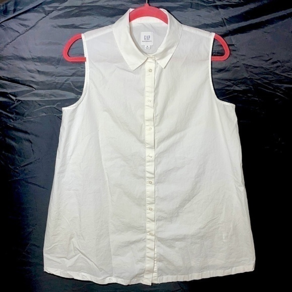 GAP Maternity Lightweight Sleeveless Button Down Collared Blouse Classic Top